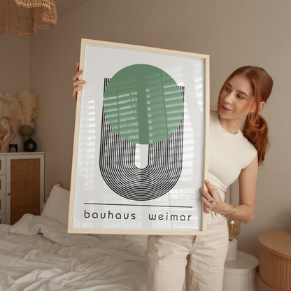 Bauhaus Weimar Poster: Green Dot Geometric Art - BH Green18_013