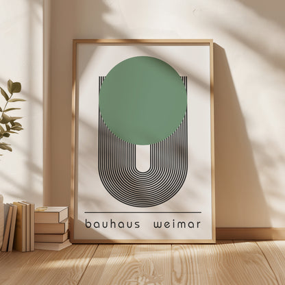 Bauhaus Weimar Poster: Green Dot Geometric Art - BH Green18_013