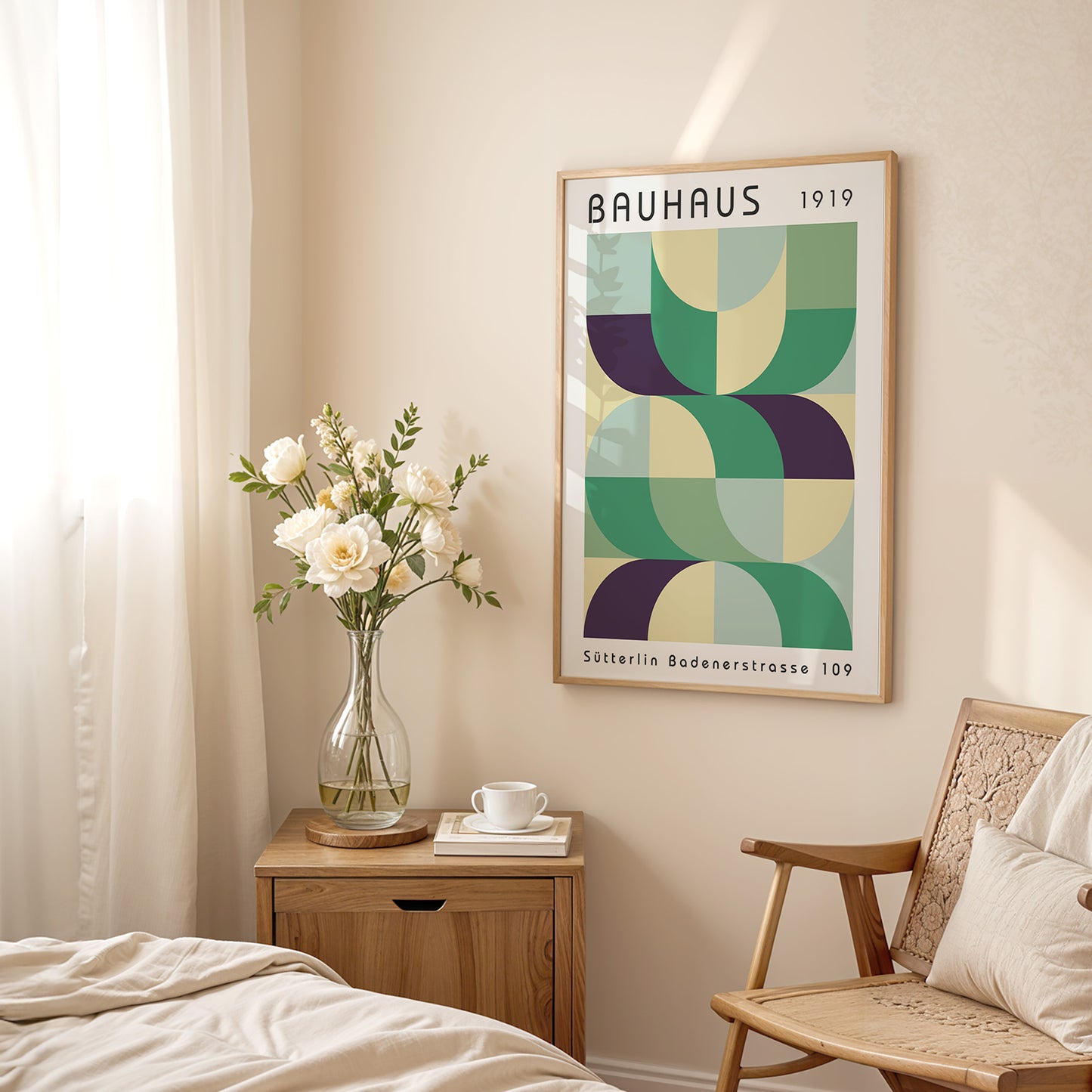 Bauhaus Style Colorful Print: Abstract Gallery Wall Art - BH Green18_014