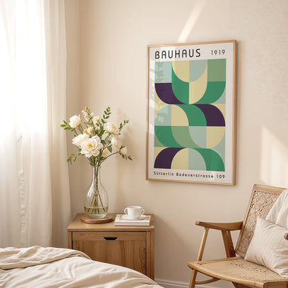 Bauhaus Style Colorful Print: Abstract Gallery Wall Art - BH Green18_014
