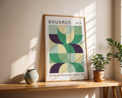 Bauhaus Style Colorful Print: Abstract Gallery Wall Art - BH Green18_014