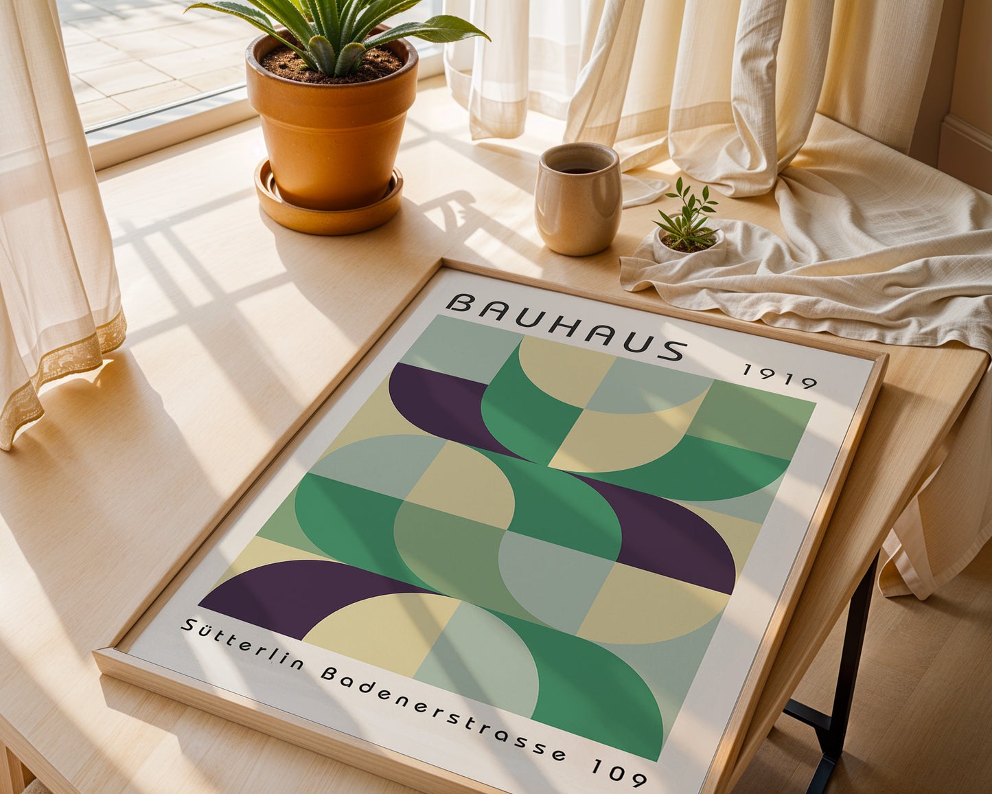 Bauhaus Style Colorful Print: Abstract Gallery Wall Art - BH Green18_014