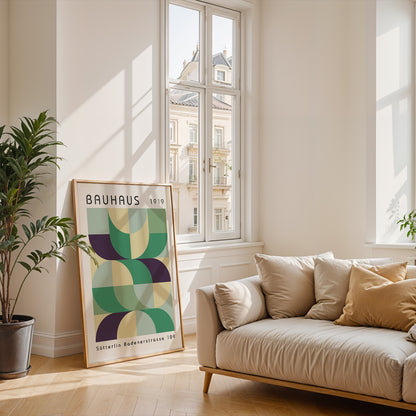 Bauhaus Style Colorful Print: Abstract Gallery Wall Art - BH Green18_014