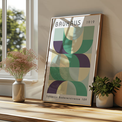 Bauhaus Style Colorful Print: Abstract Gallery Wall Art - BH Green18_014