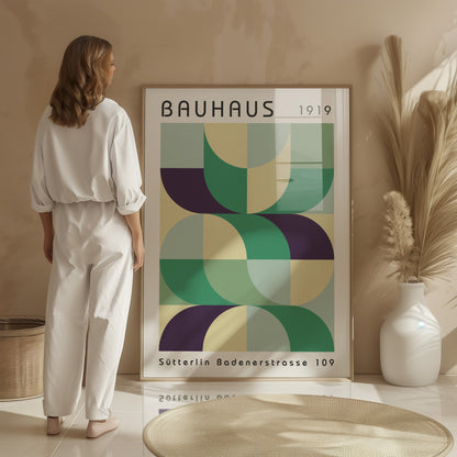 Bauhaus Style Colorful Print: Abstract Gallery Wall Art - BH Green18_014