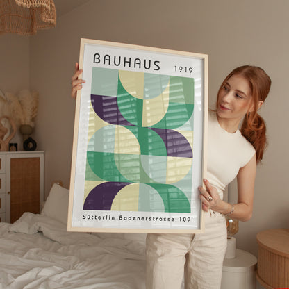 Bauhaus Style Colorful Print: Abstract Gallery Wall Art - BH Green18_014