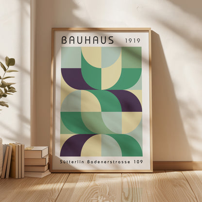 Bauhaus Style Colorful Print: Abstract Gallery Wall Art - BH Green18_014