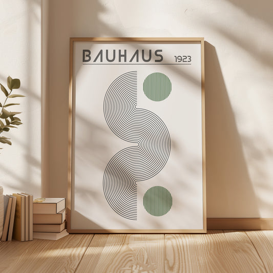 Bauhaus Black Lines & Green Dots Poster - BH Green18_015