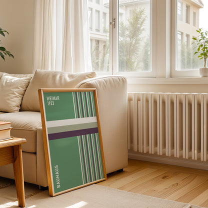 Sage Green Bauhaus Print: Modern Geometric Wall Art - BH Green18_018