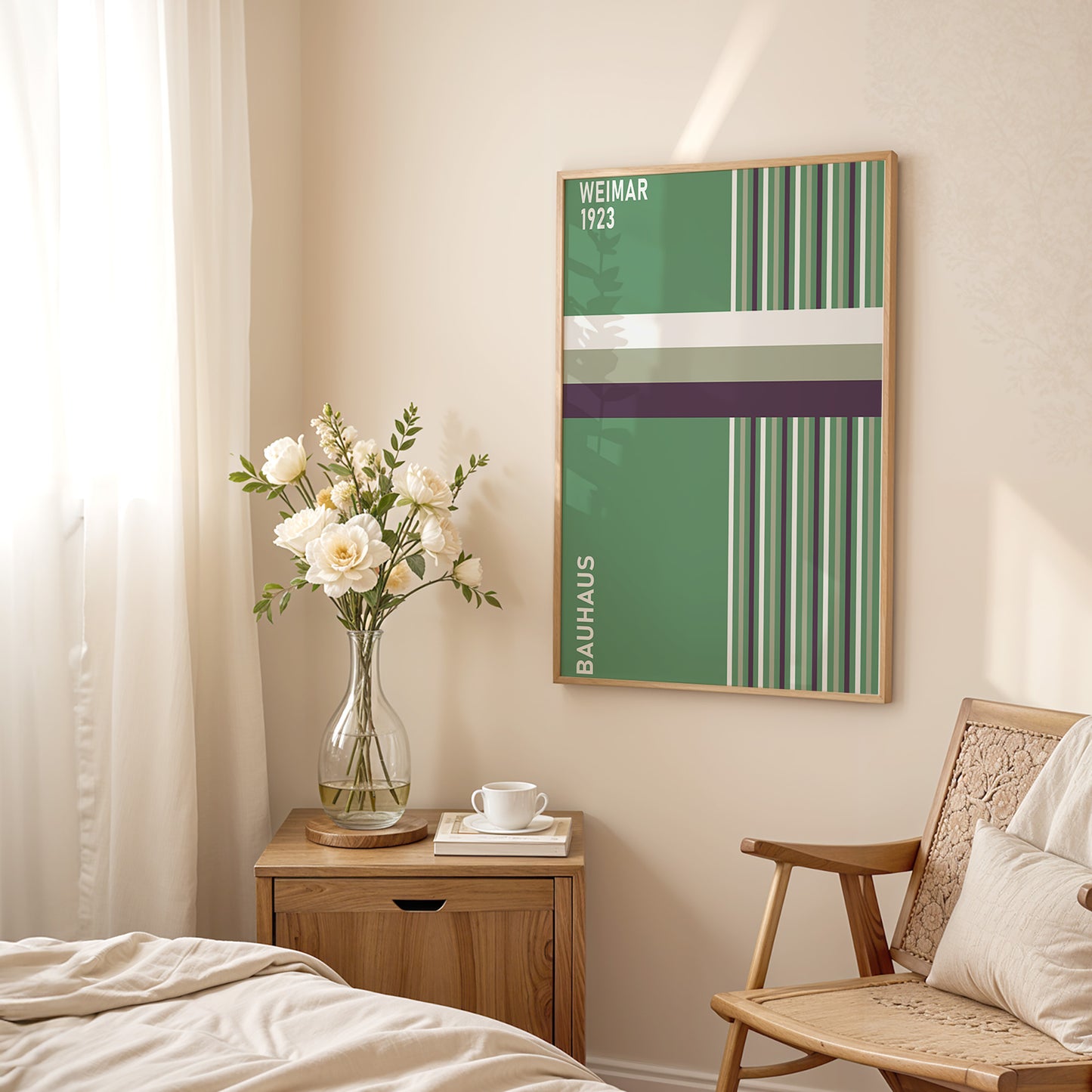 Sage Green Bauhaus Print: Modern Geometric Wall Art - BH Green18_018