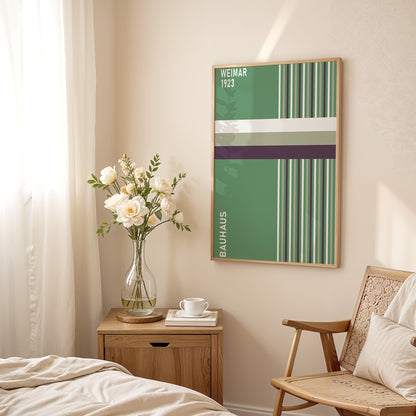 Sage Green Bauhaus Print: Modern Geometric Wall Art - BH Green18_018