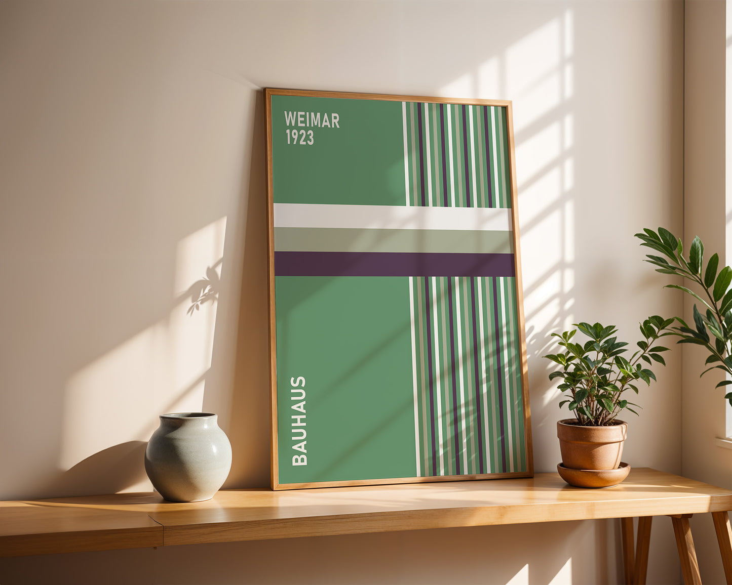 Sage Green Bauhaus Print: Modern Geometric Wall Art - BH Green18_018