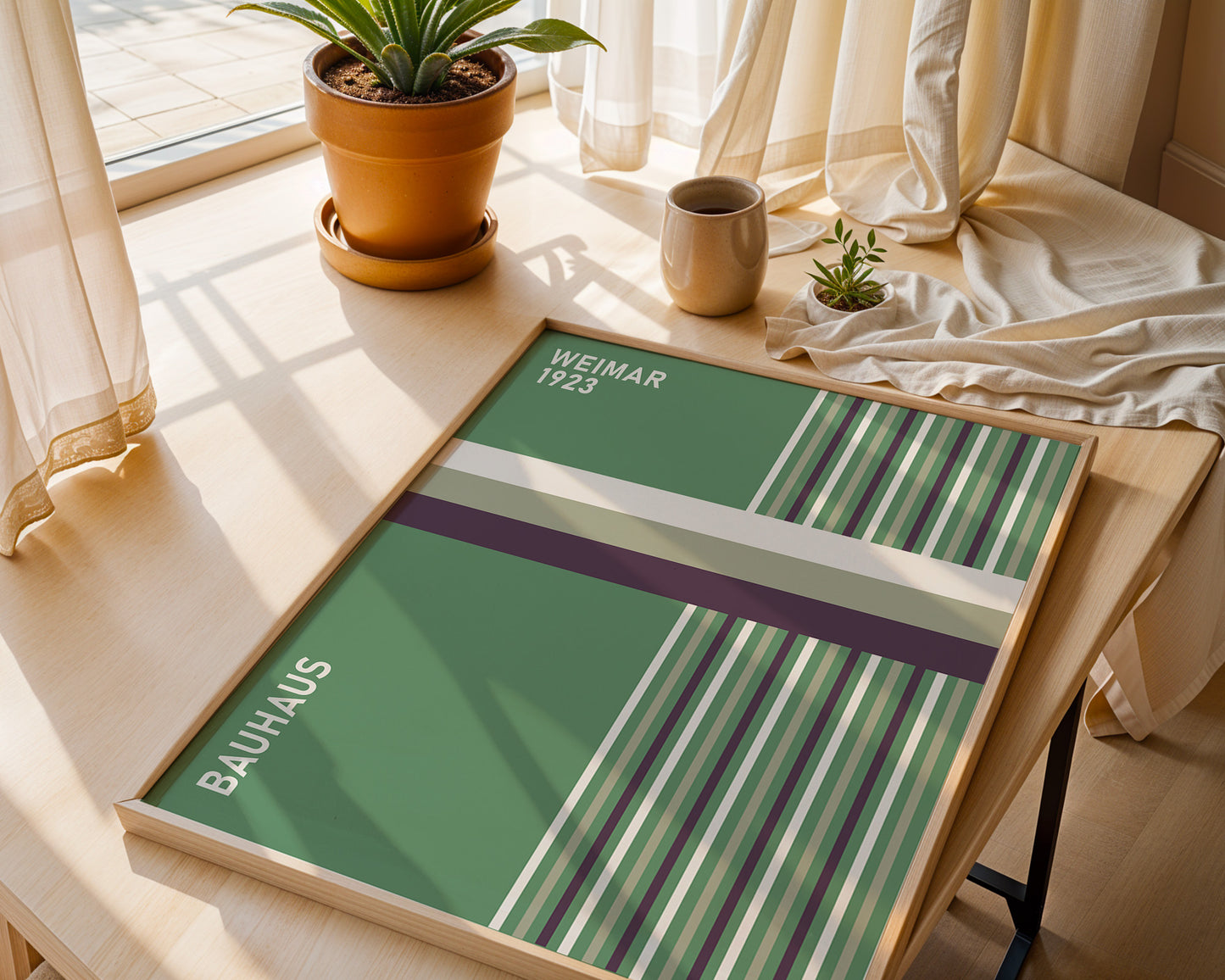 Sage Green Bauhaus Print: Modern Geometric Wall Art - BH Green18_018