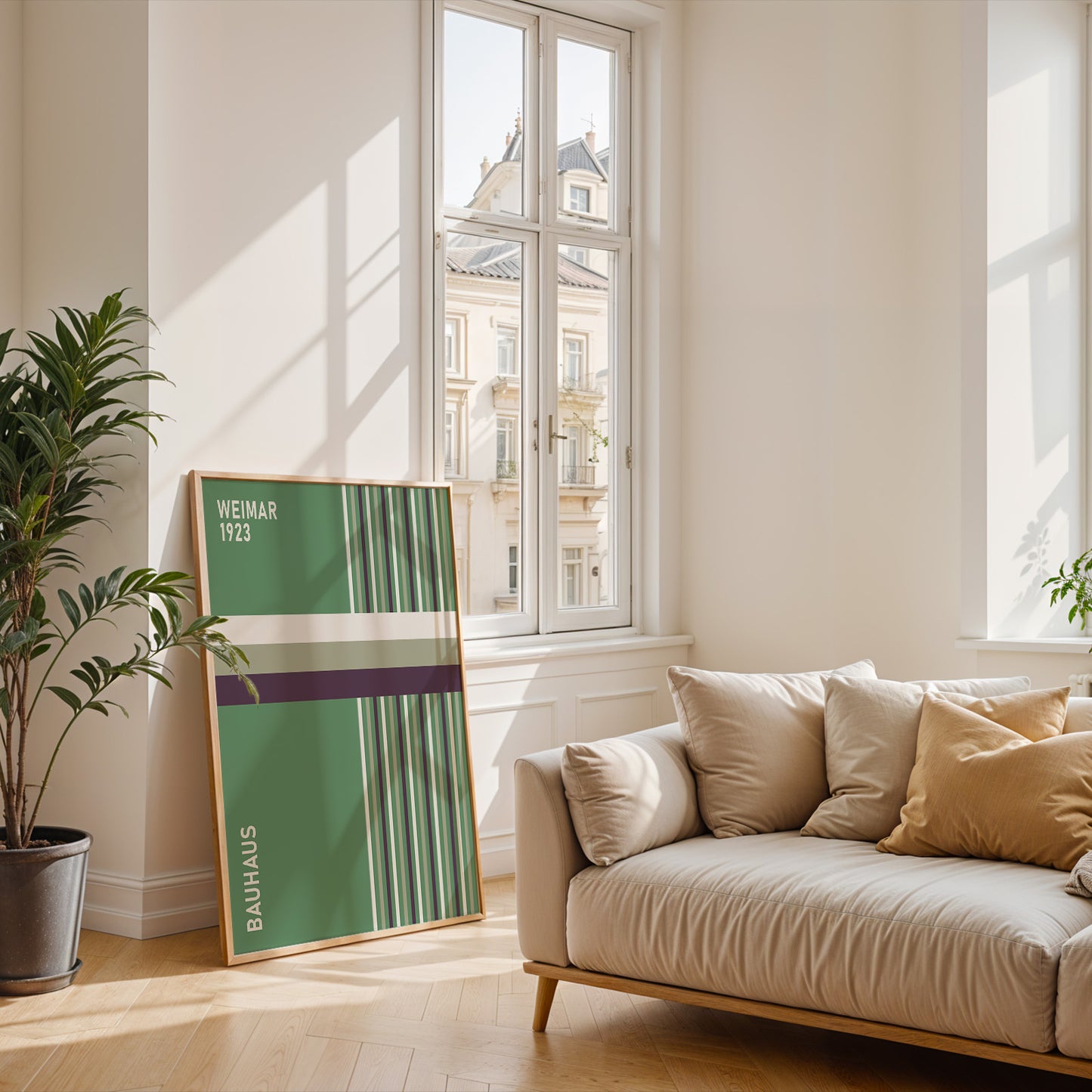 Sage Green Bauhaus Print: Modern Geometric Wall Art - BH Green18_018