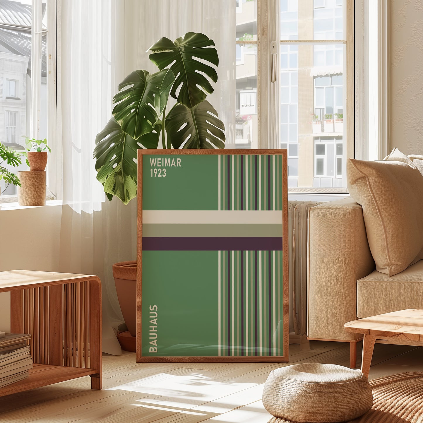 Sage Green Bauhaus Print: Modern Geometric Wall Art - BH Green18_018