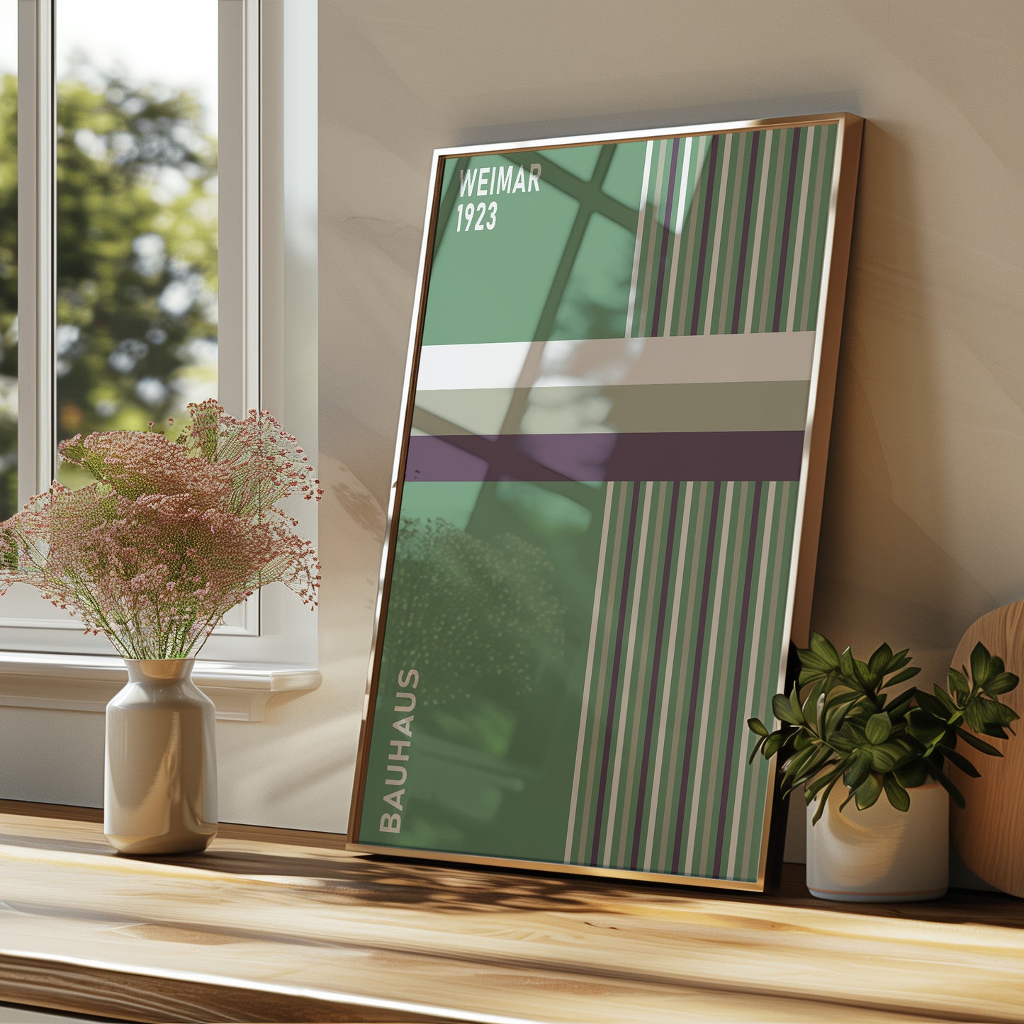 Sage Green Bauhaus Print: Modern Geometric Wall Art - BH Green18_018