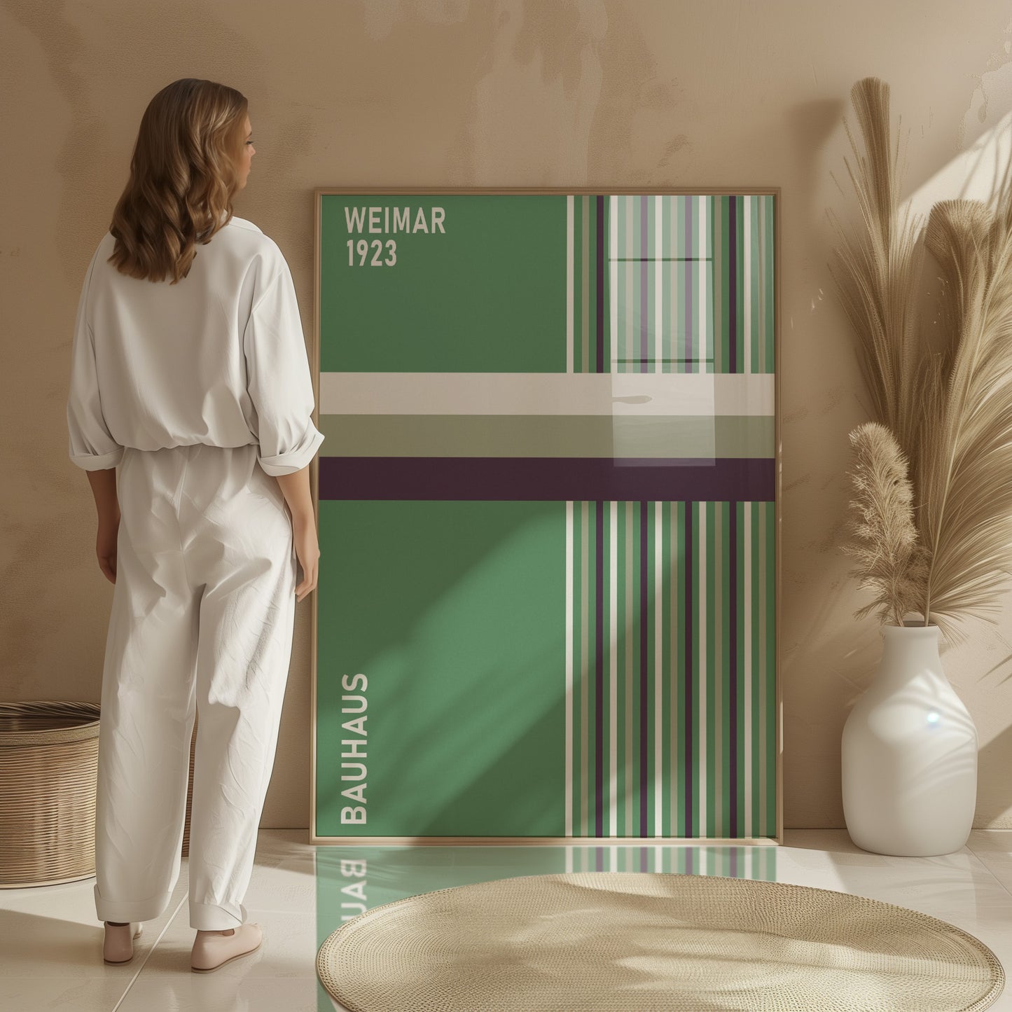 Sage Green Bauhaus Print: Modern Geometric Wall Art - BH Green18_018