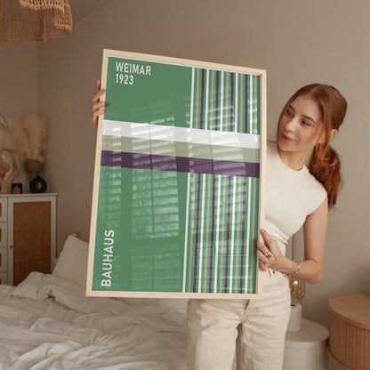 Sage Green Bauhaus Print: Modern Geometric Wall Art - BH Green18_018