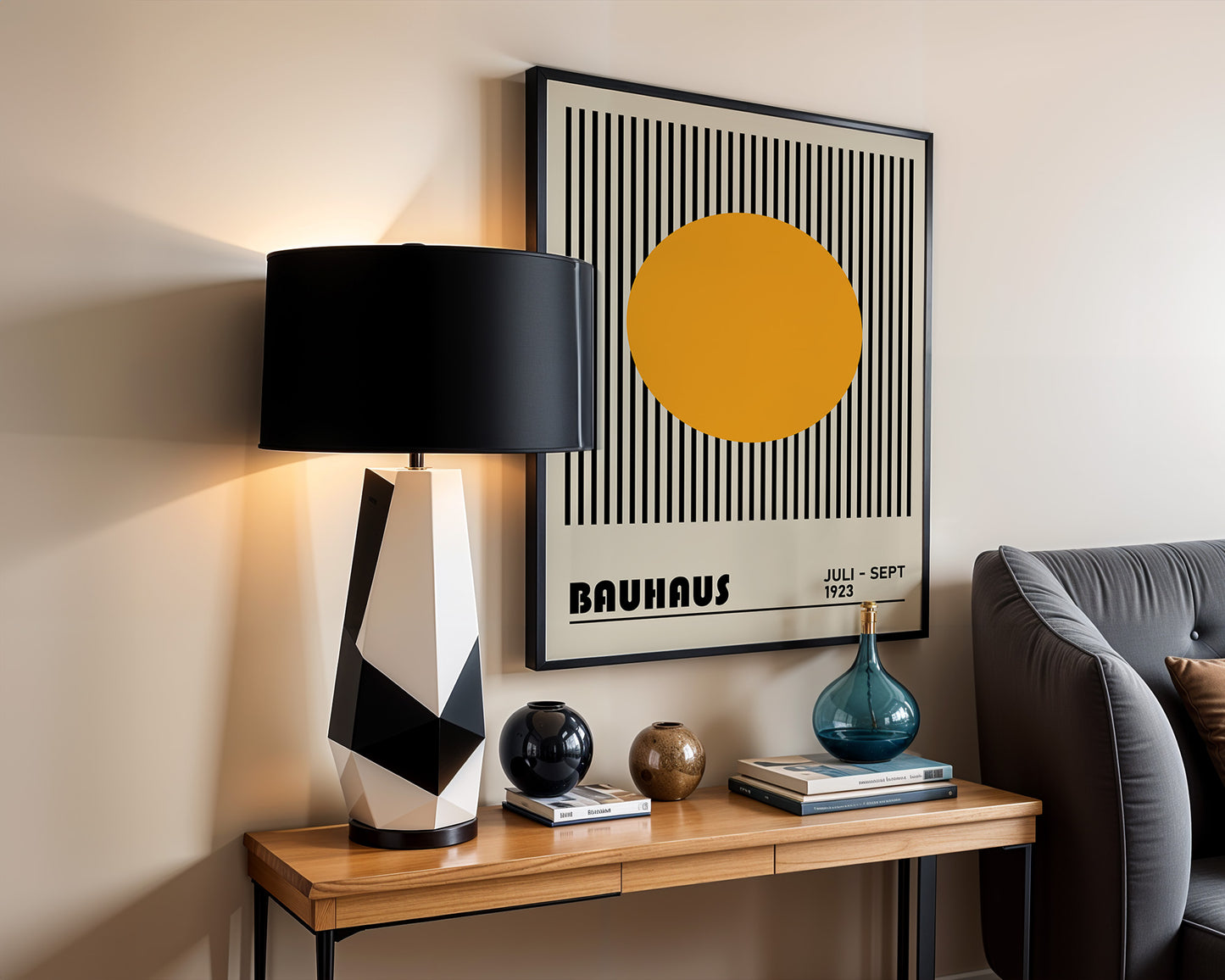 Bauhaus Yellow Dot Print: Mid Century Modern Art - BH 22_002