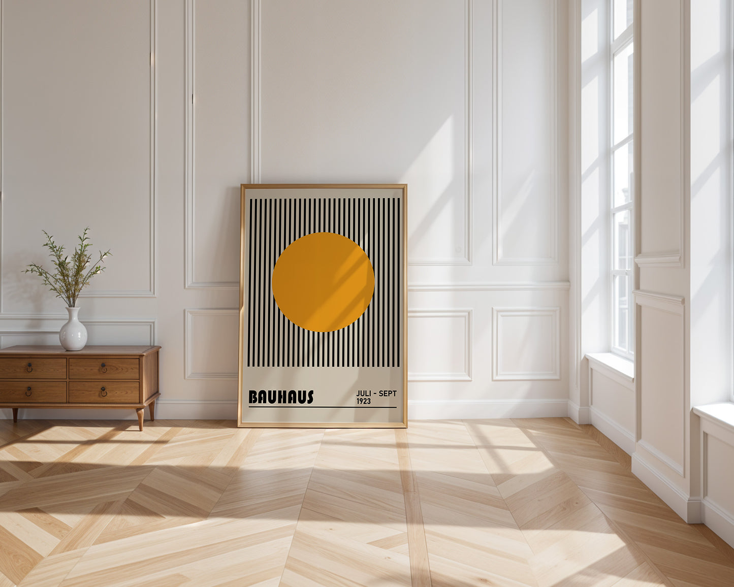 Bauhaus Yellow Dot Print: Mid Century Modern Art - BH 22_002