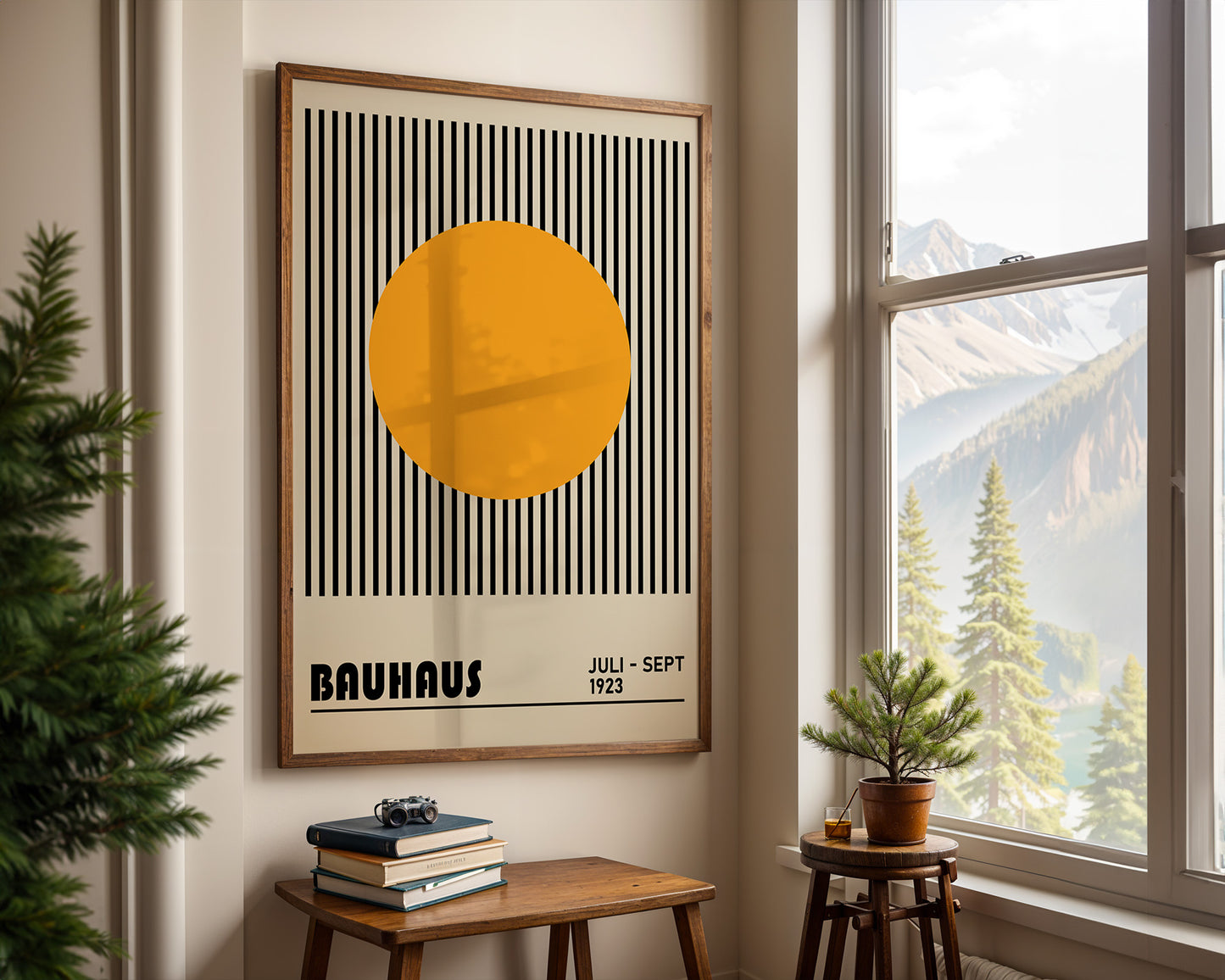Bauhaus Yellow Dot Print: Mid Century Modern Art - BH 22_002