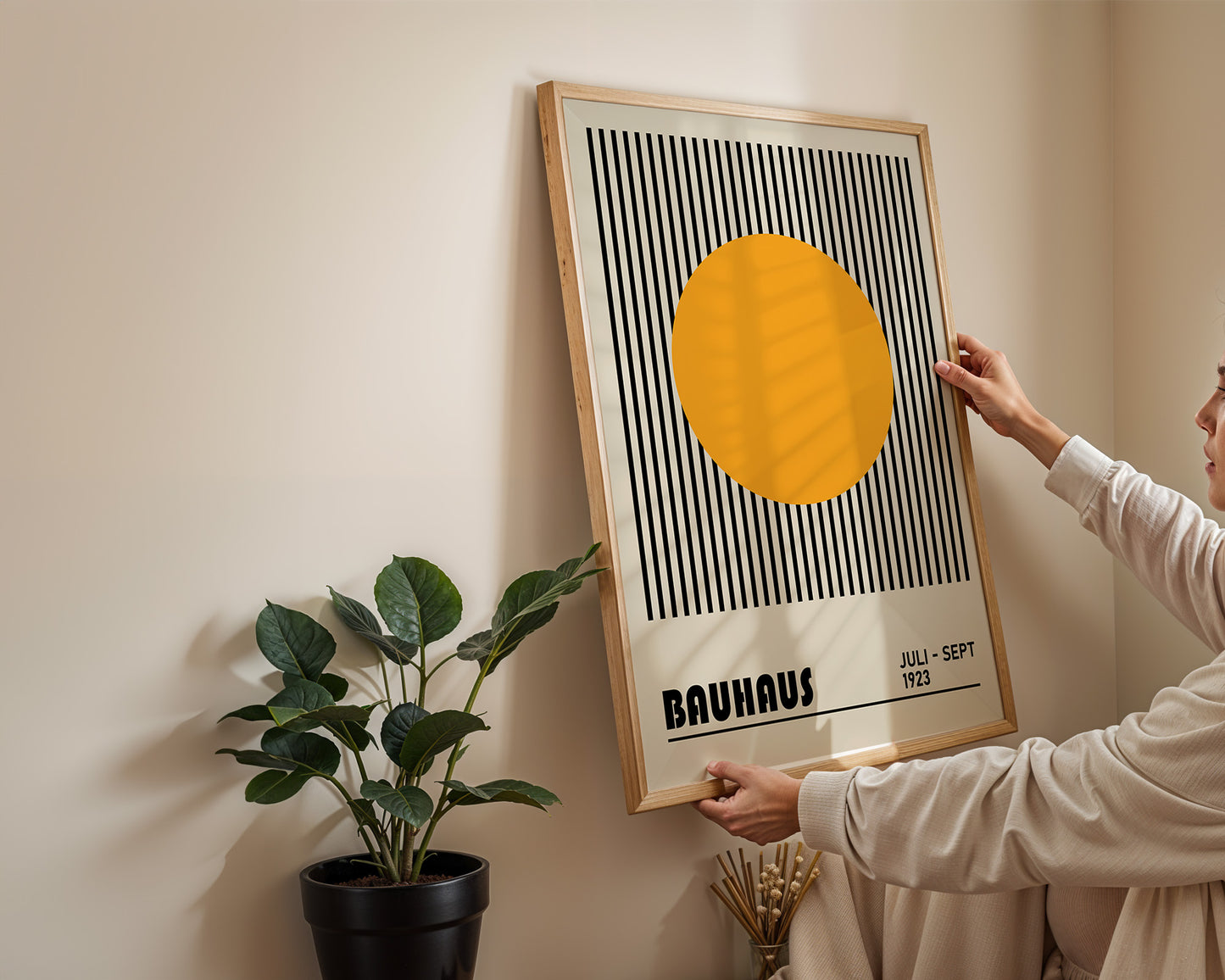 Bauhaus Yellow Dot Print: Mid Century Modern Art - BH 22_002
