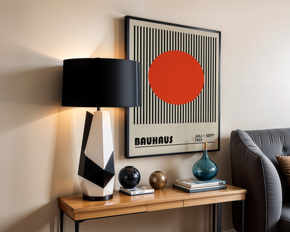 BAUHAUS RED DOT art print with stripes - BH 22_003