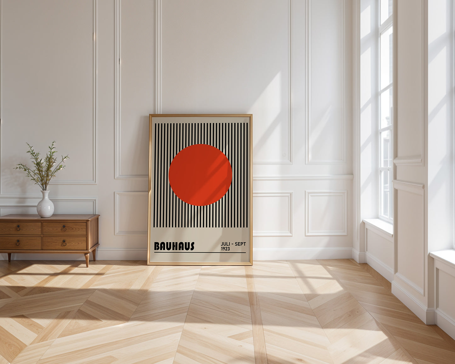 BAUHAUS RED DOT art print with stripes - BH 22_003