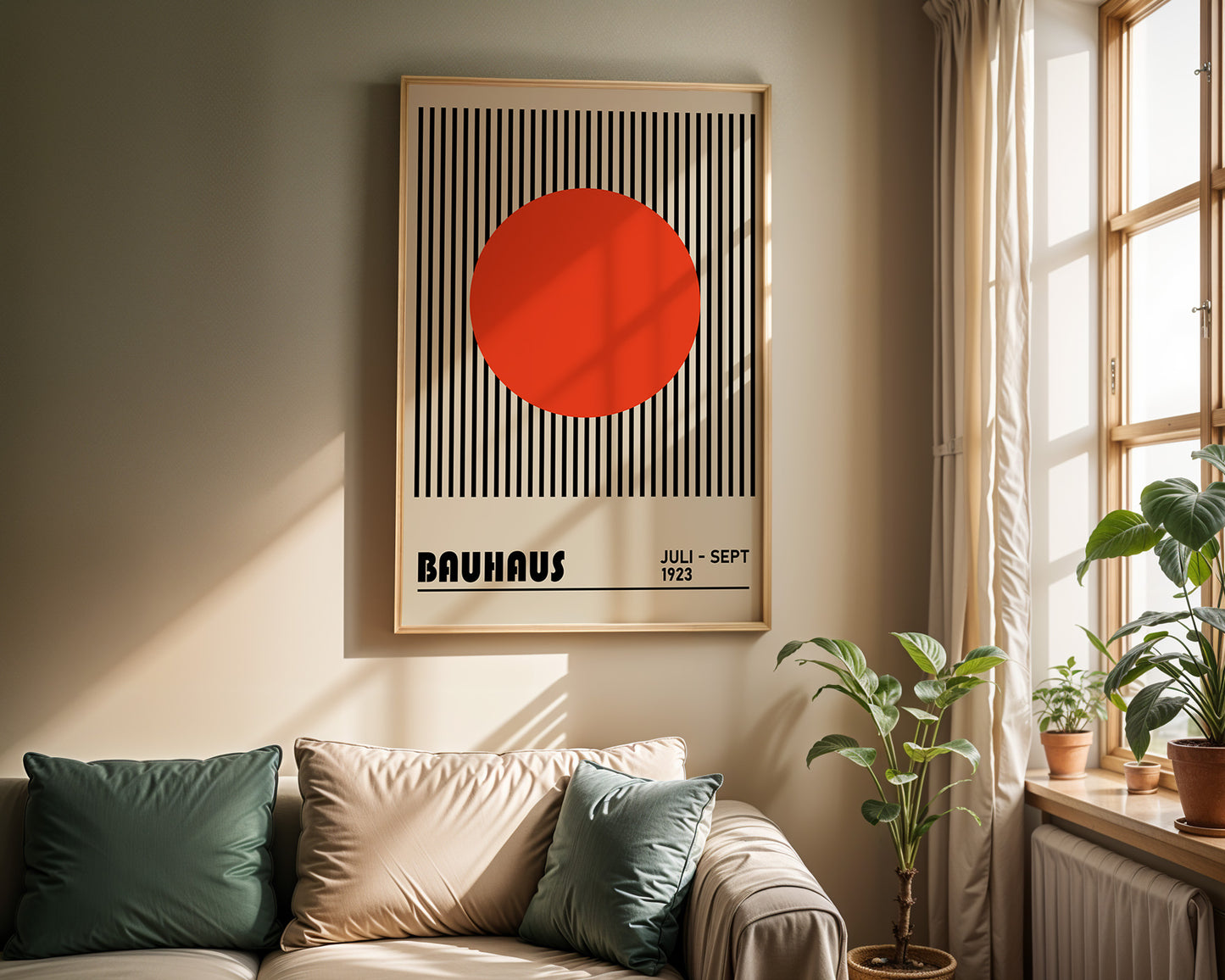 BAUHAUS RED DOT art print with stripes - BH 22_003