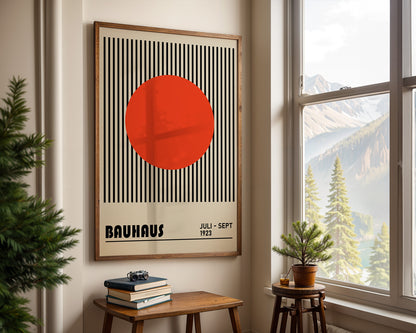BAUHAUS RED DOT art print with stripes - BH 22_003