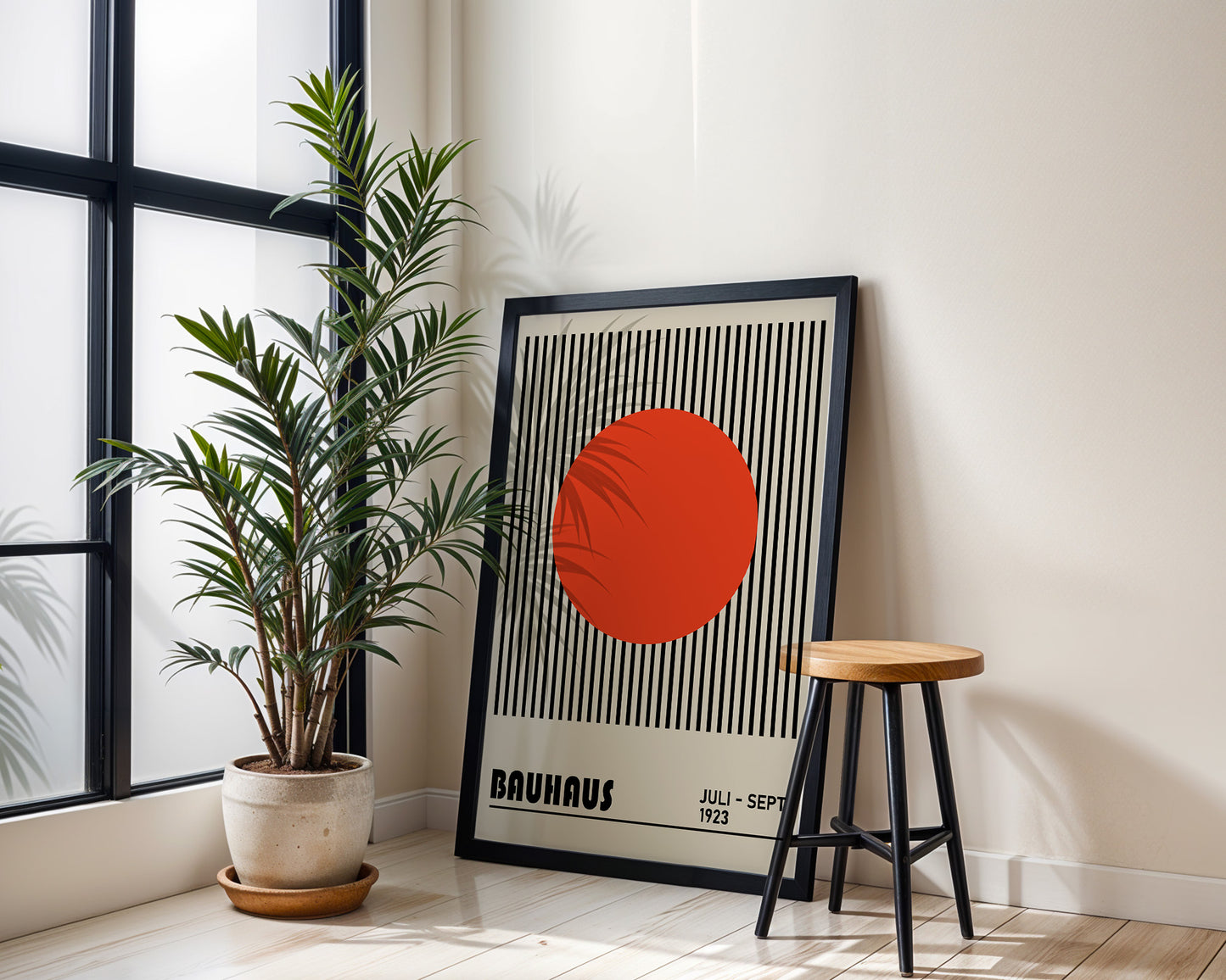 BAUHAUS RED DOT art print with stripes - BH 22_003