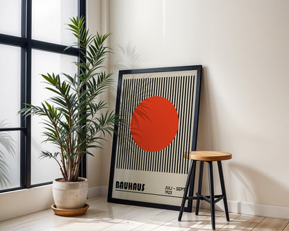 BAUHAUS RED DOT art print with stripes - BH 22_003