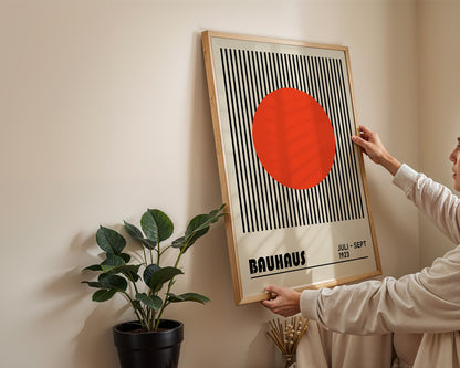 BAUHAUS RED DOT art print with stripes - BH 22_003