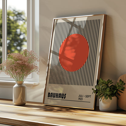 BAUHAUS RED DOT art print with stripes - BH 22_003