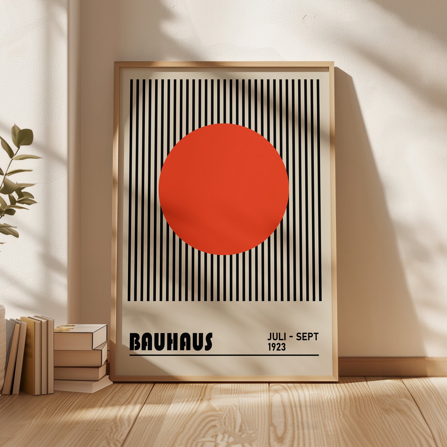 BAUHAUS RED DOT art print with stripes - BH 22_003