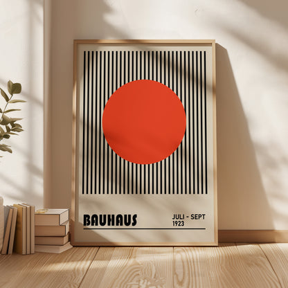 BAUHAUS RED DOT art print with stripes - BH 22_003
