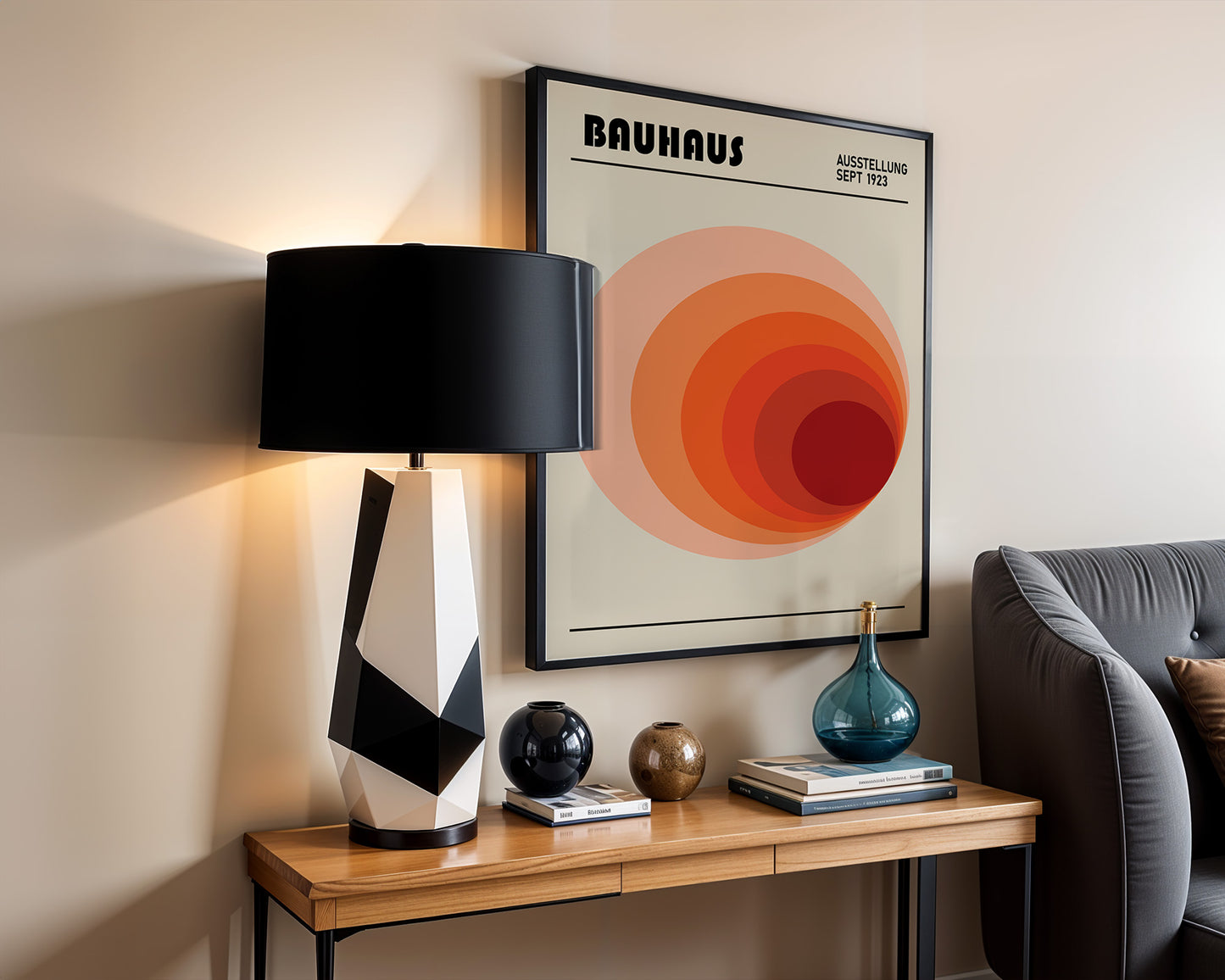 Bauhaus Red Circle Art Print: Mid-Century Modern Wall Art - BH 22_009