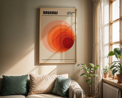 Bauhaus Red Circle Art Print: Mid-Century Modern Wall Art - BH 22_009