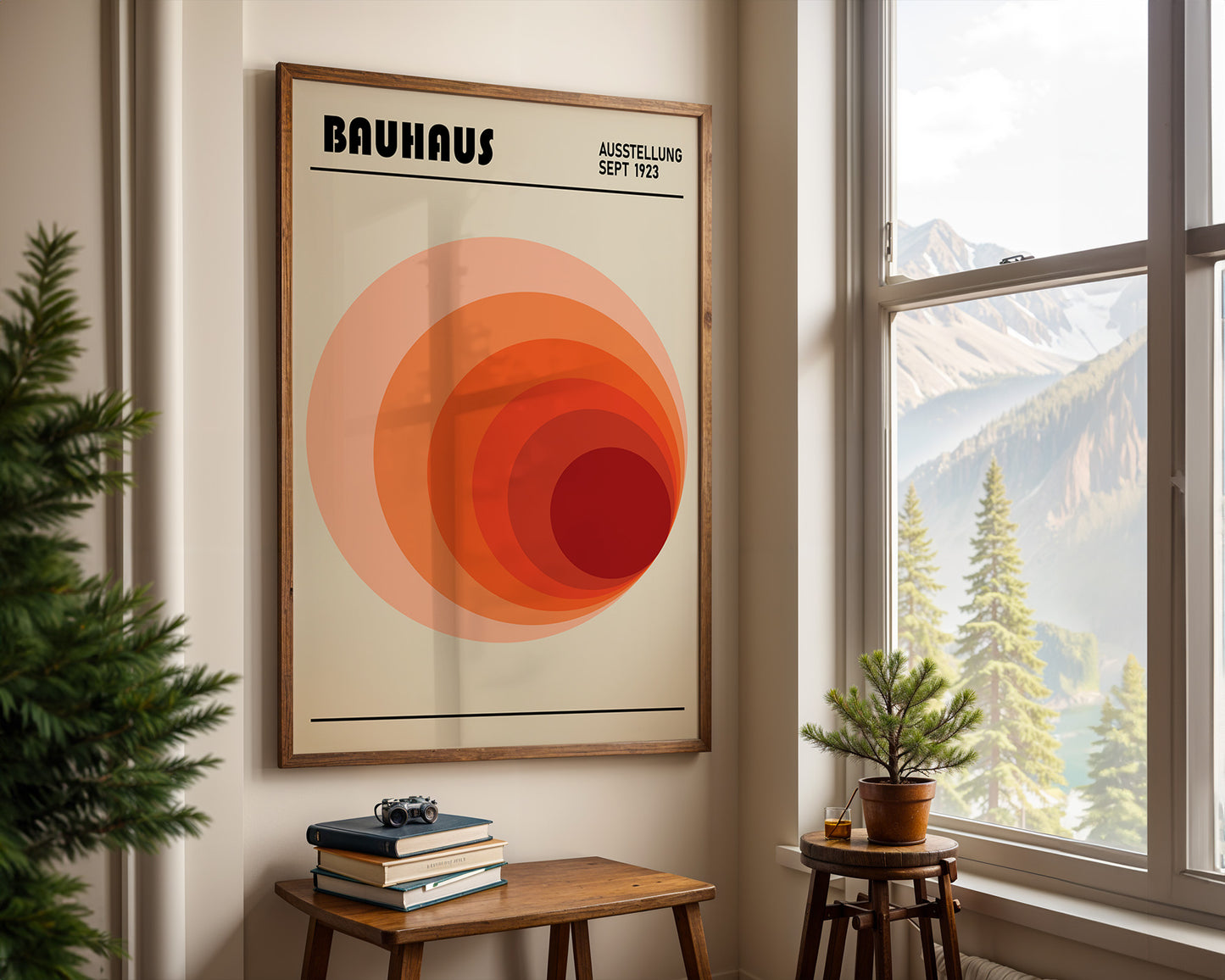 Bauhaus Red Circle Art Print: Mid-Century Modern Wall Art - BH 22_009