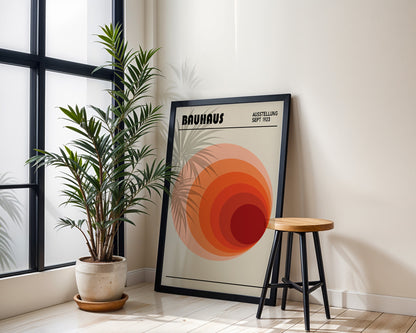 Bauhaus Red Circle Art Print: Mid-Century Modern Wall Art - BH 22_009