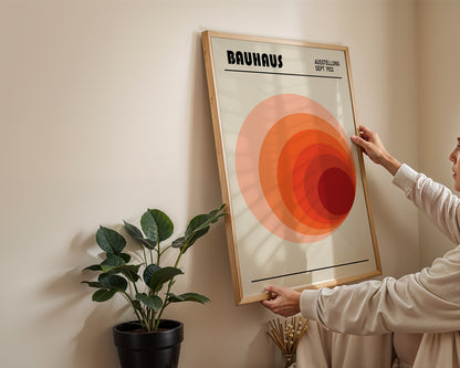 Bauhaus Red Circle Art Print: Mid-Century Modern Wall Art - BH 22_009