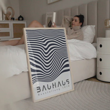 Bauhaus Geometric Lines Poster: Minimalist Abstract Poster - BH Green18_009