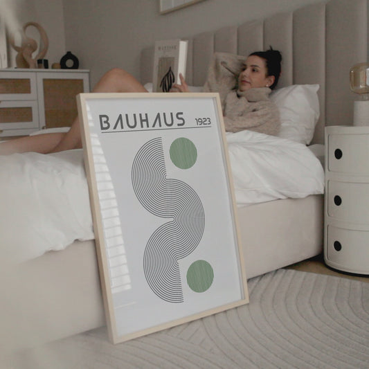Bauhaus Black Lines & Green Dots Poster - BH Green18_015