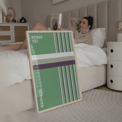 Sage Green Bauhaus Print: Modern Geometric Wall Art - BH Green18_018