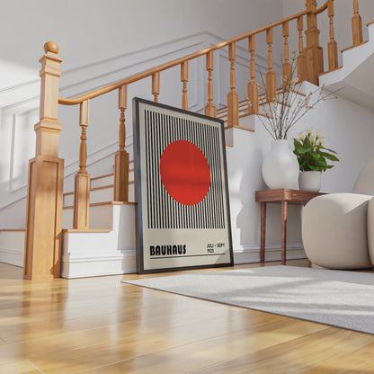 BAUHAUS RED DOT art print with stripes - BH 22_003