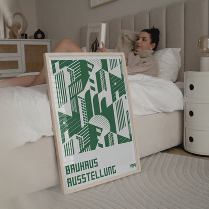 Bauhaus Exhibition Poster, Minimal Green Geometric Art Urban Area - BH Green18_005